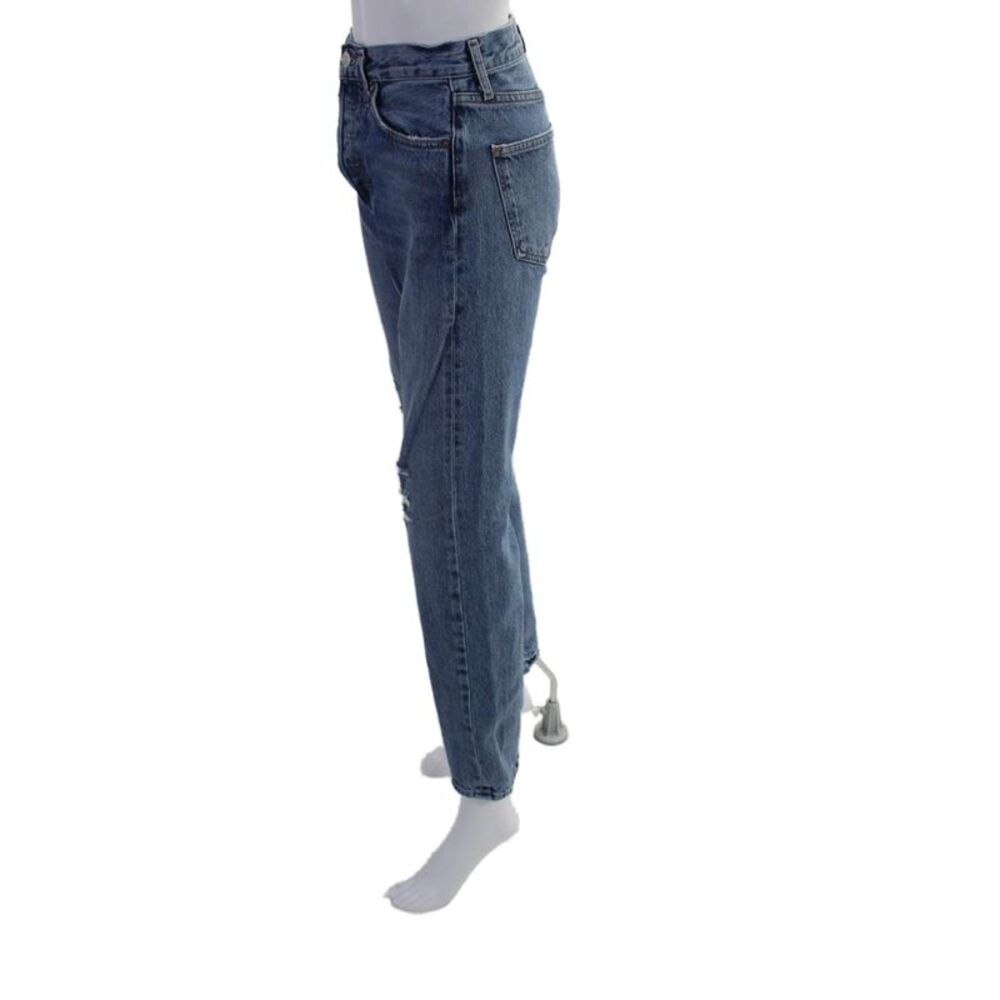 Agolde Womens Cotton Button Closure High Waisted Distressed Jeans Blue Size 24 - Picture 2 of 6